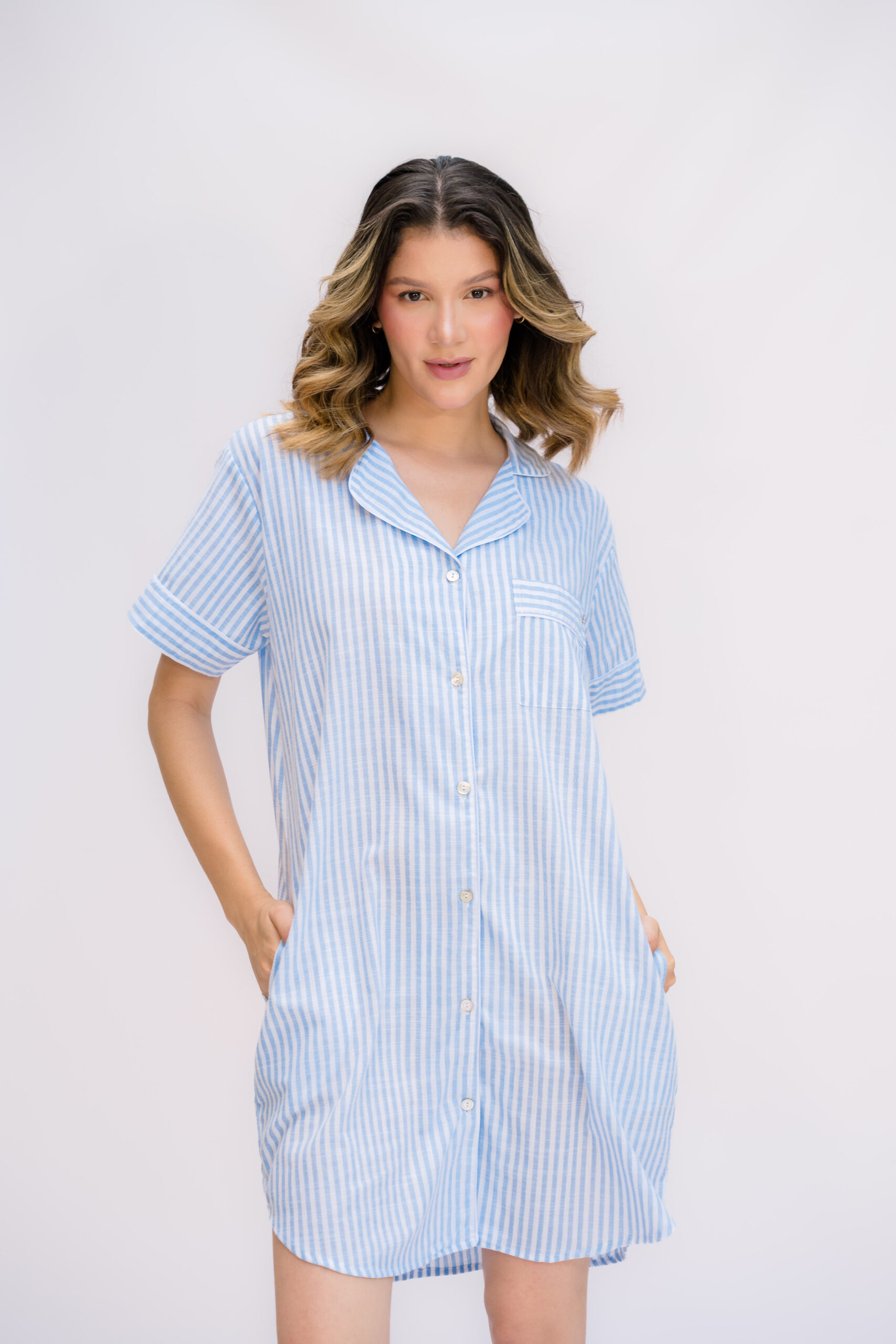 NAVY BATA MANGA CORTA